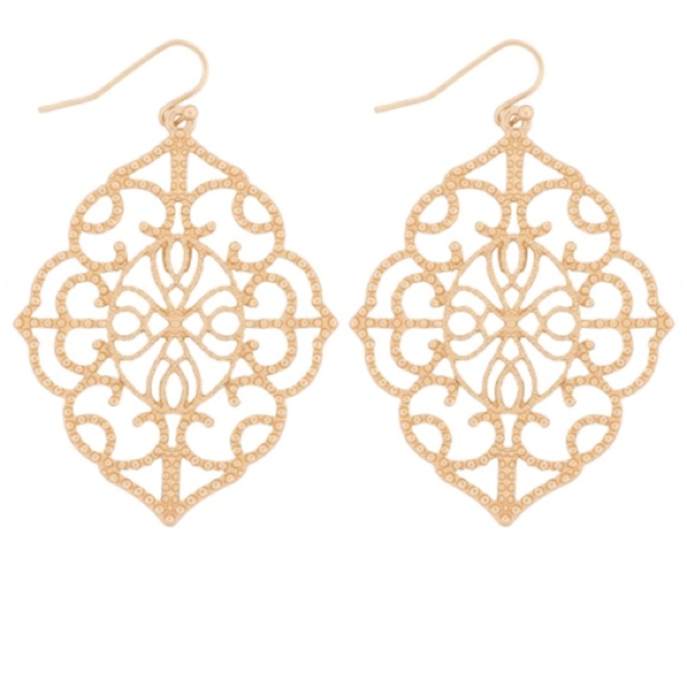Matte Gold Moroccan Inspired Filigree - Picture 2 of 3